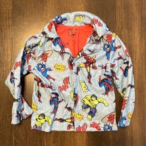 Marvel comics kids 4 fleece button up pajama shirt